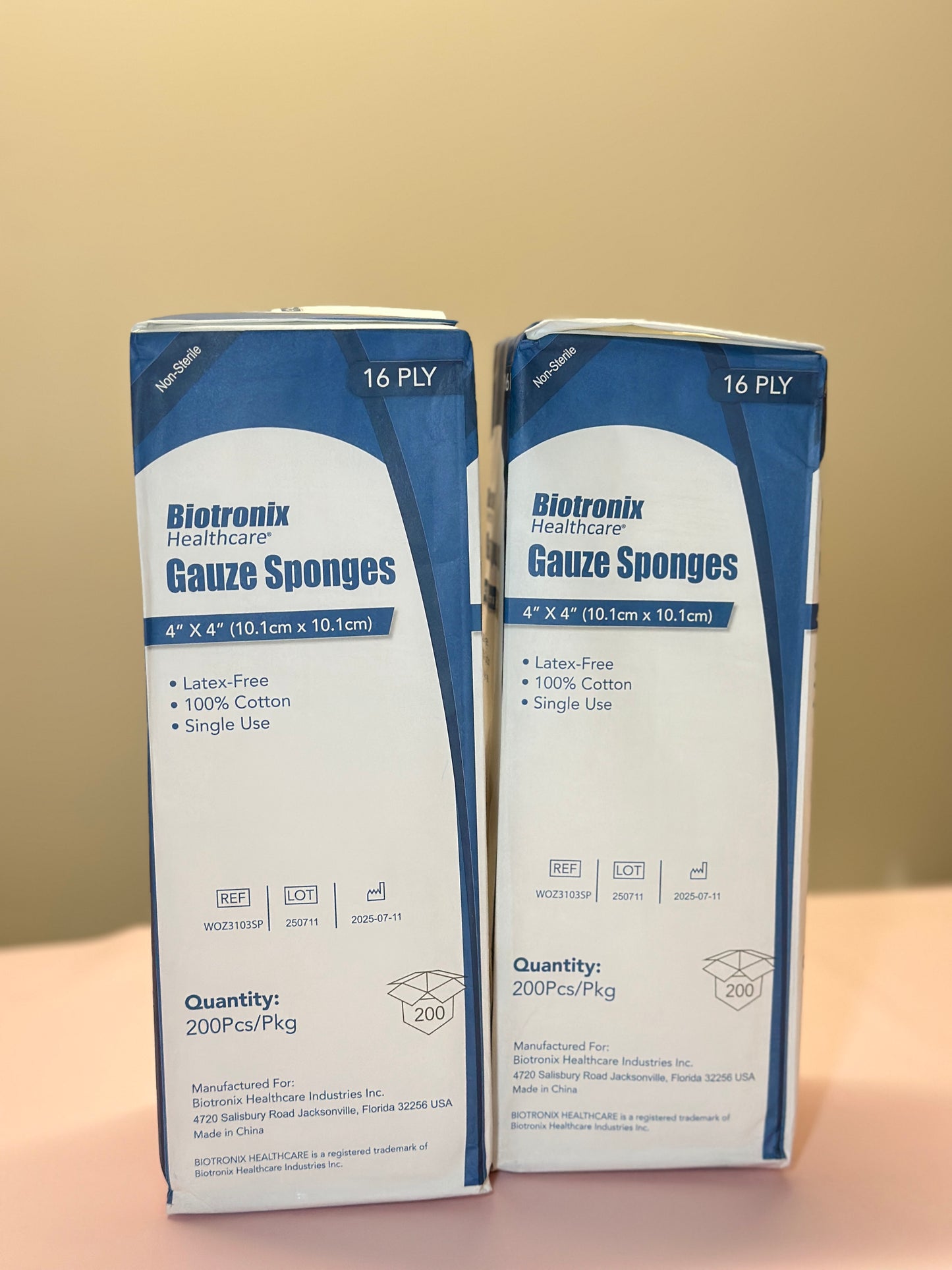 Woven Gauze Sponges Esterile- 4”x4” 16 ply (Gasas Tejidas)